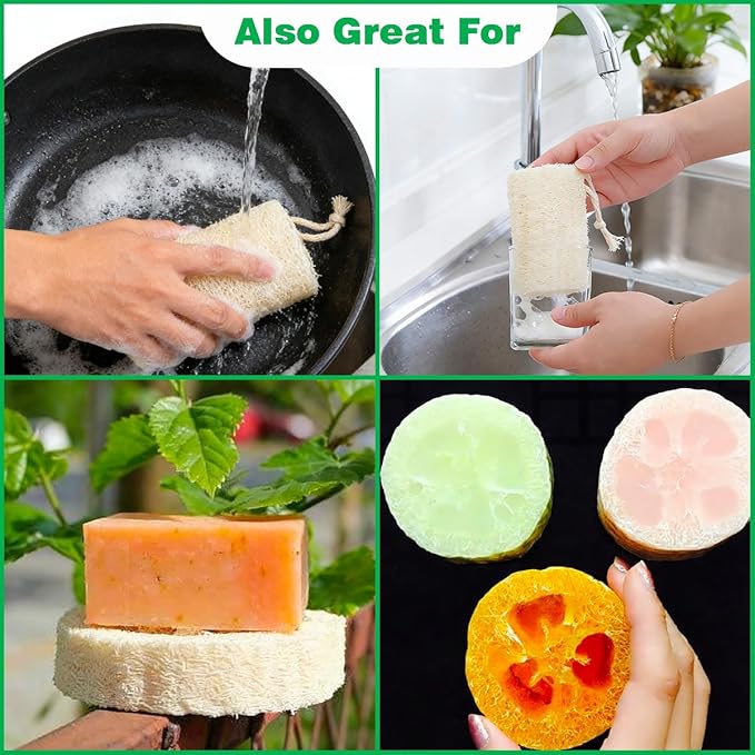pisdoplop Natural Loofah Exfoliating Body Sponge Scrubber, 4 inch-Long Organic - Image 4