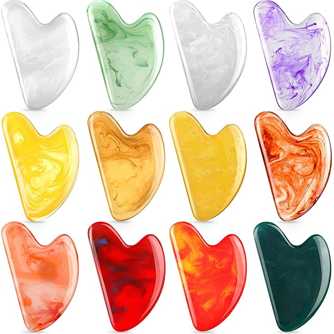 Sherr 12 Pcs Gua Sha Facial Tools Resin Heart Shaped Massage Guasha Tool by Sherr