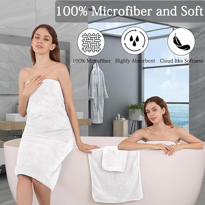 8 Piece Bath Towel Set-2 Oversized Bath Sheets, 2 Hand Towels, 4 - Image 3