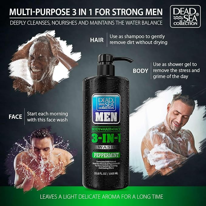 Dead Sea Collection Peppermint Men’s Body Wash – 3 in 1 Body Wash - Image 2