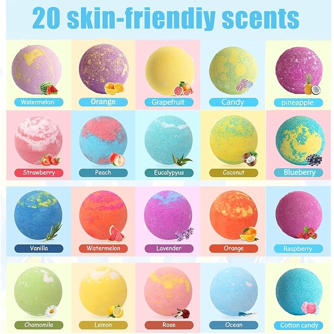 Kids Bath Bombs with Surprise Inside, 20 PackGift Set, Natural Organic Bubble - Image 4
