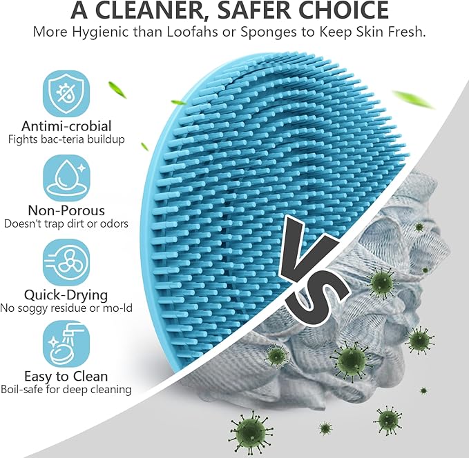 Silicone Body Scrubber 4 Pack, BEAUTAIL Shower Bath Scrubber, Gentle - Image 2