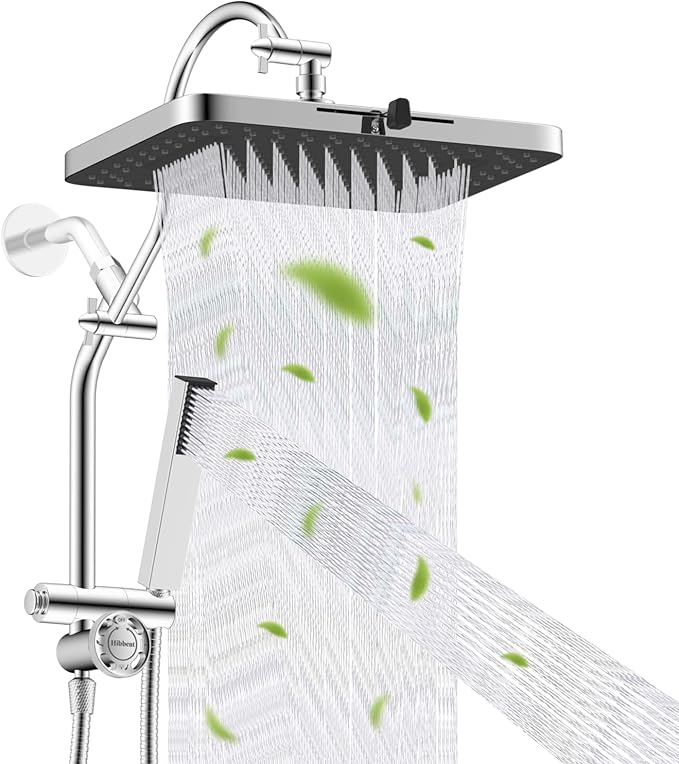 Hibbent Upgraded cUPC Certified 13'' Shower Head Combo, High Pressure 5-spray by Hibbent