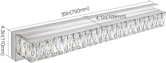 ZUZITO 30in LED Bathroom Lights Over Mirror Modern Crystal Vanity Lights Bar - Image 6