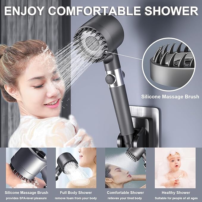 Filtered Shower Head with Handheld, ion High Pressure 4 Spray Mode Showerhead - Image 4