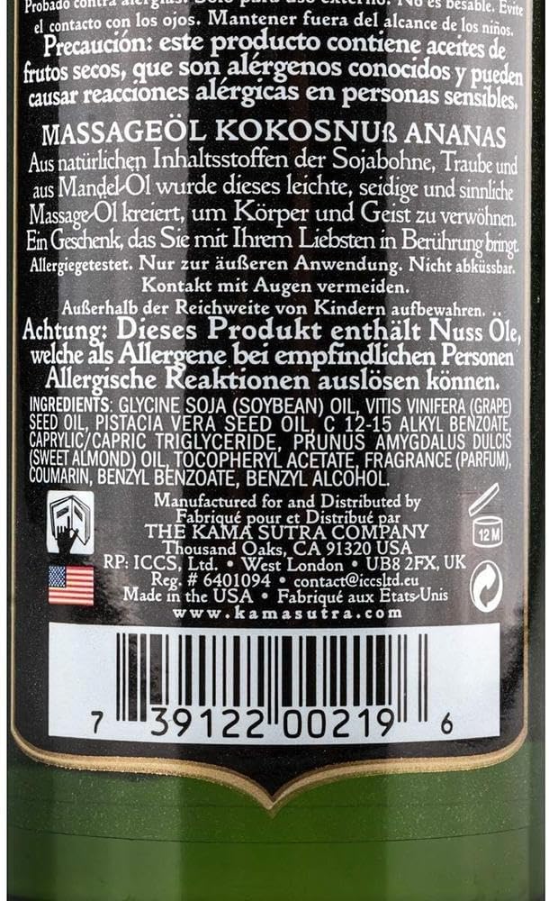 Kama Sutra Naturals Massage Oil, Coconut Pineapple, 8 Ounce - Image 3