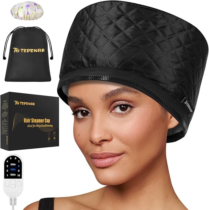 TEPENAR Hair Steamer for Deep Conditioning: Upgraded Heat Cap by HOME
