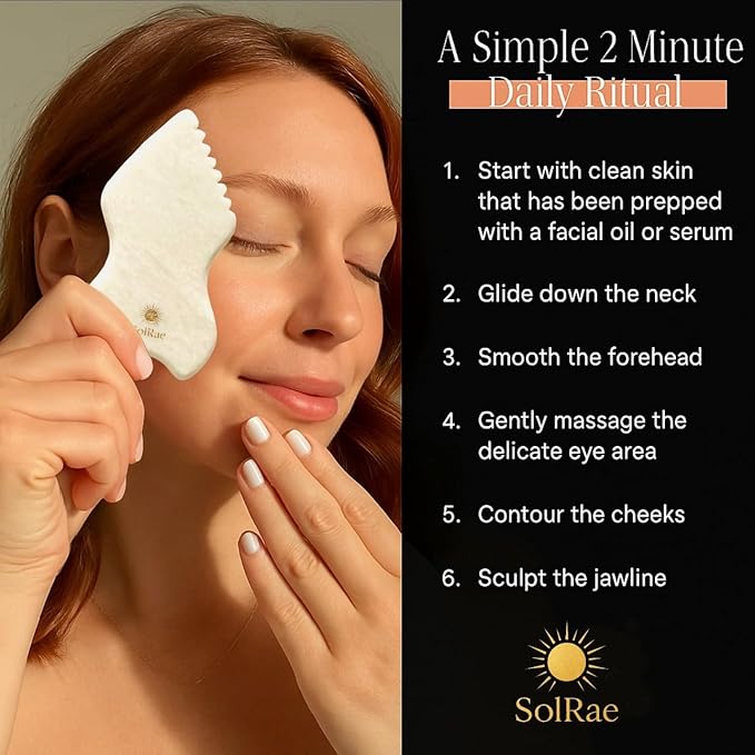 Gua Sha Bian Facial Stone With Jade Roller | Gua Sha Facial Tool Kit to Lift - Image 4