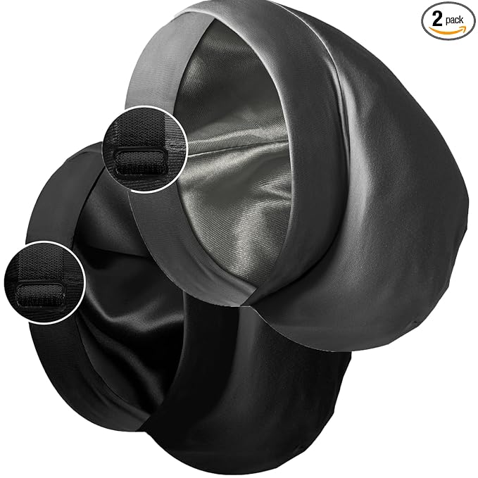 Satin Bonnet Silk Lined Sleep Cap- Adjustable Hair Cover by Blueelf