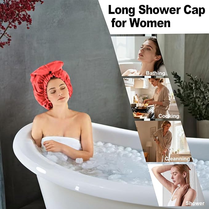 ELEBOX Extra Large Shower Cap for Braids/Curly Hair/Dreadlock | Reusable - Image 2