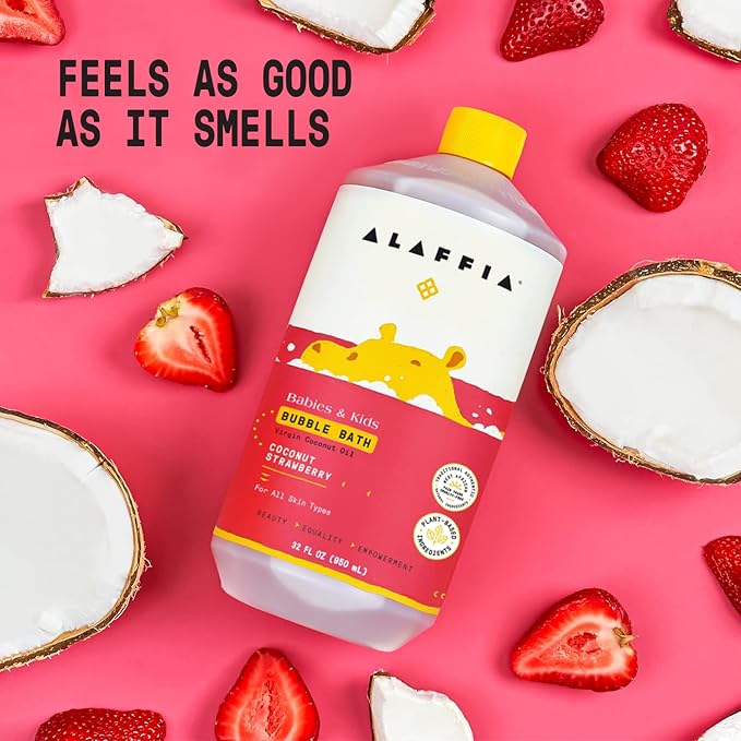 Alaffia Bubble Bath for Babies & Kids, Coconut Strawberry 2-Pack – Long-Lasting - Image 8