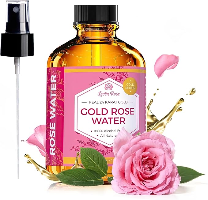 24 Karat Gold Rose Water Toner by Leven Rose Natural Moroccan 24K Rosewater by LevenRose
