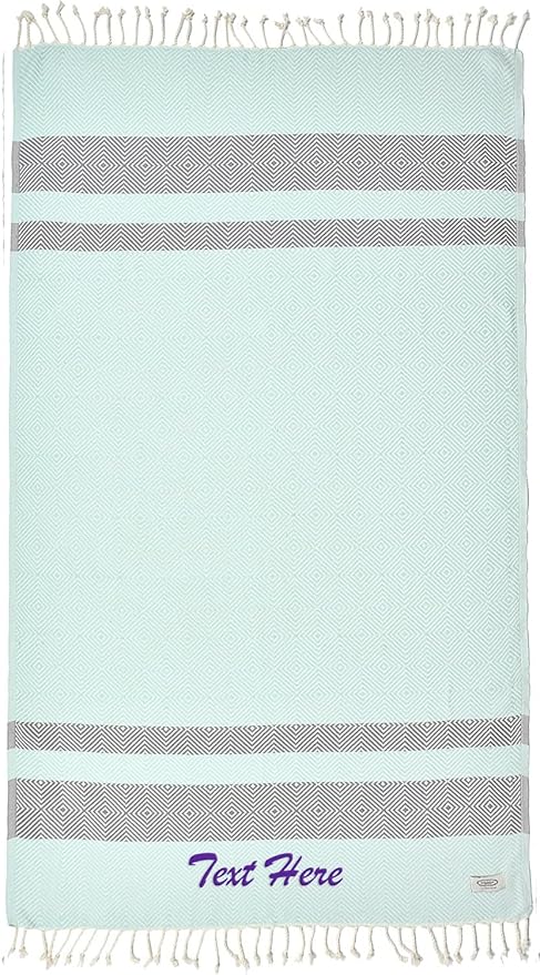 Personalized Embroidered Beach Towel | Throw Blanket, Easy Carry, Sand Free by LA%60HAMMAMFINELIVING