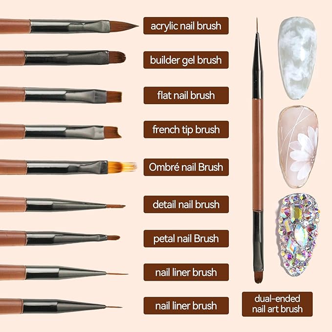 Nail Art Brushes Set with Nail Stand Holder - Image 4