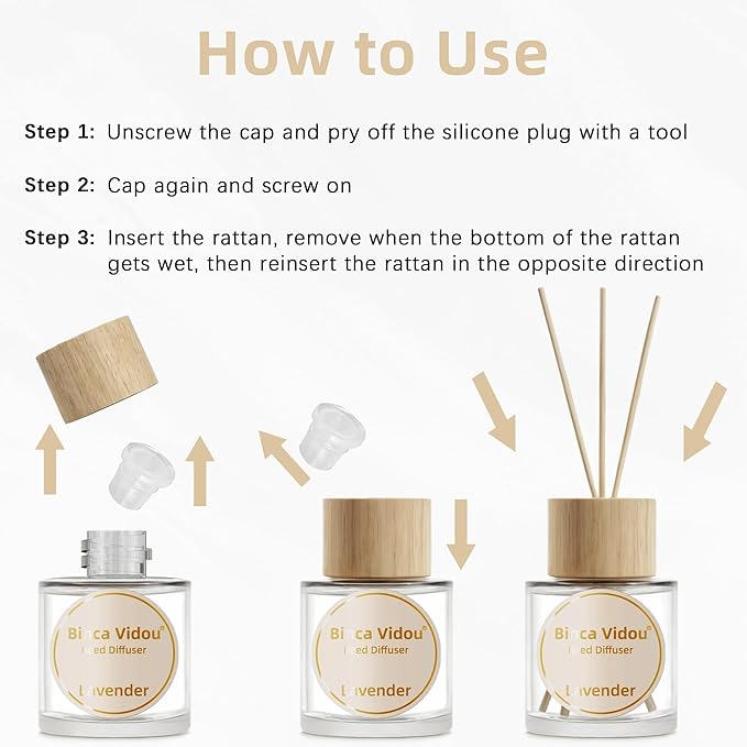 Reed Diffuser Set, Binca Vidou Lavender & Osmanthus Natural Perfume Scent Oil - Image 9