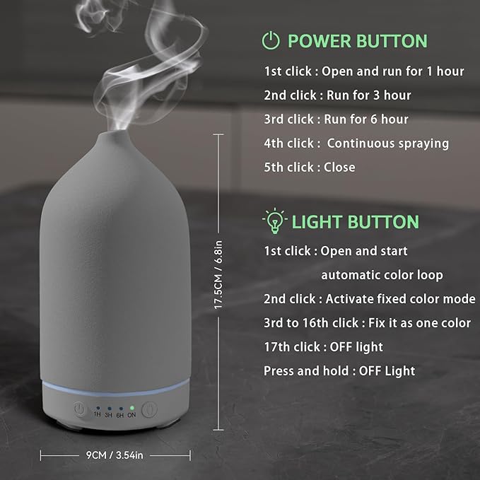 Gooamp 200ML Ceramic Essential Oil Diffuser - Image 4