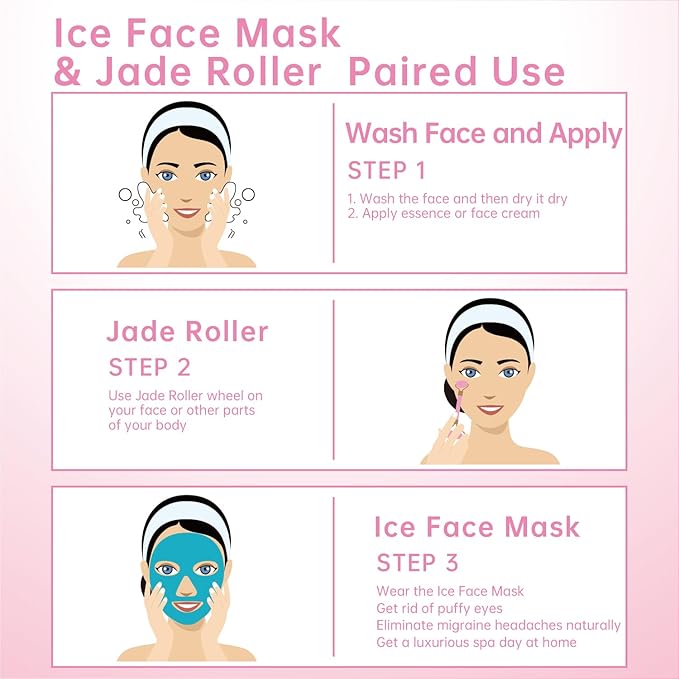 ZNÖCUETÖD Ice Face Facial Jade Roller and Ice Face Mask Cold Cooling Gel Mask - Image 6