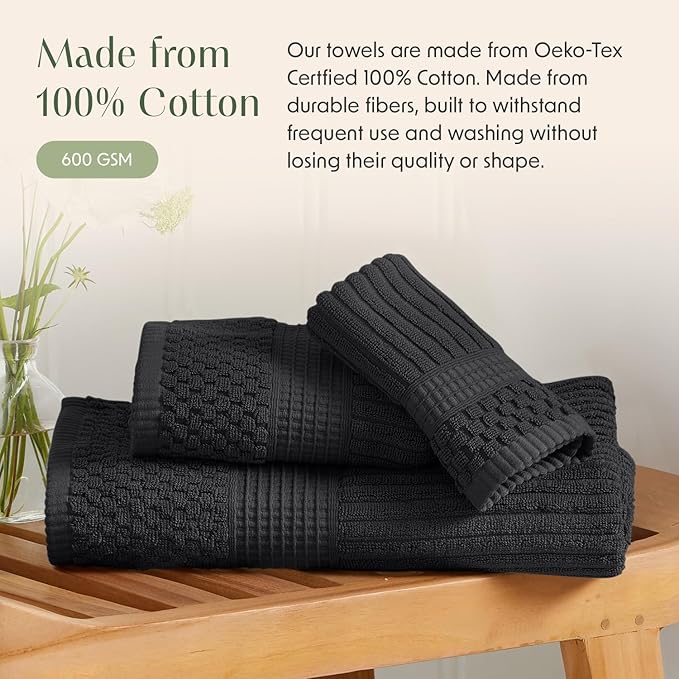 Springtree Home 100% Cotton Bath Towel Set of 4 | Super Soft & Absorbent - Image 3