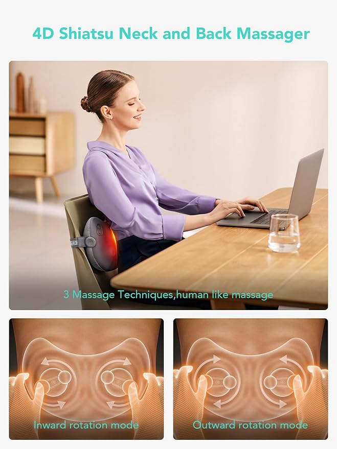 SKG Shiatsu Back Massager for Pain Relief Deep Tissue - Image 4