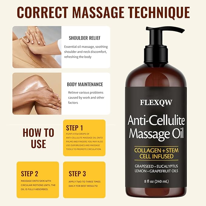 Anti Cellulite Massage Oil, Lymphatic Drainage Body Oil, Collagen Oil - Image 8