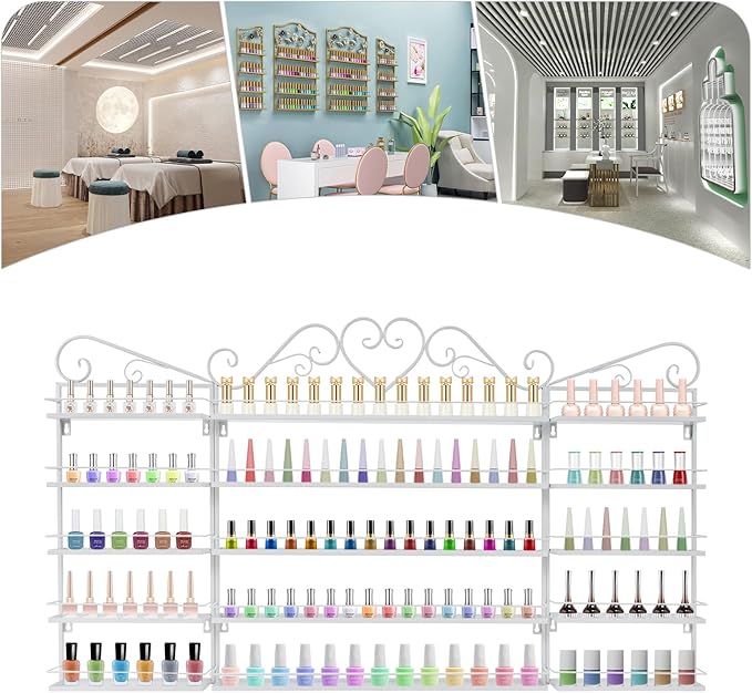 DouSeiAi 5-Tier Wall Mounted Nail Polish Storage Rack, Metal Cosmetic Organizer - Image 5