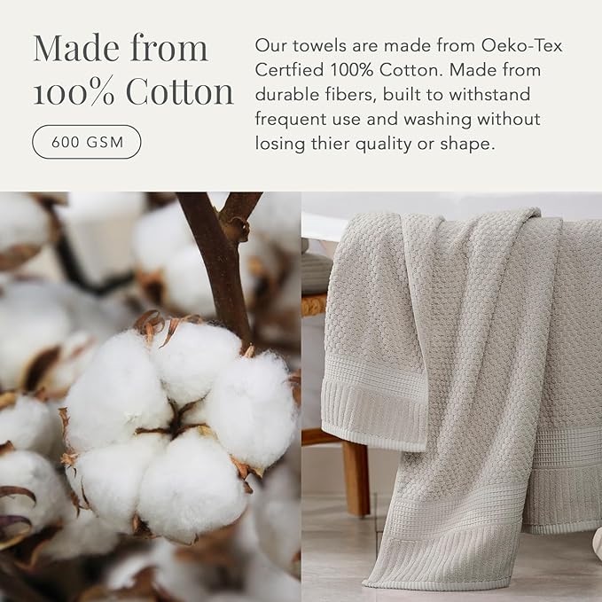 NY Loft 100% Cotton Bath Towel Set of 4 | Grey Towels | Oeko-TEX® Standard 100 - Image 4