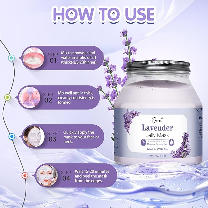Pjordo Jelly Masks for Facials Professional, Lavender Jelly Mask Powder - Image 6