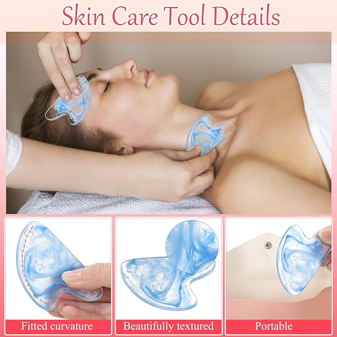 Sherr 12 Pcs Gua Sha Facial Tools Resin Heart Shaped Massage Guasha Tool - Image 3