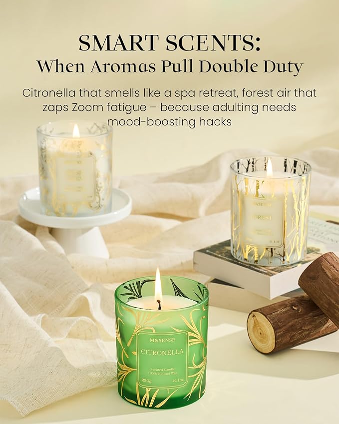 M&SENSE Citronella Candles Outdoor, 42 Hours Burn Natural Citronella Oil Soy - Image 7