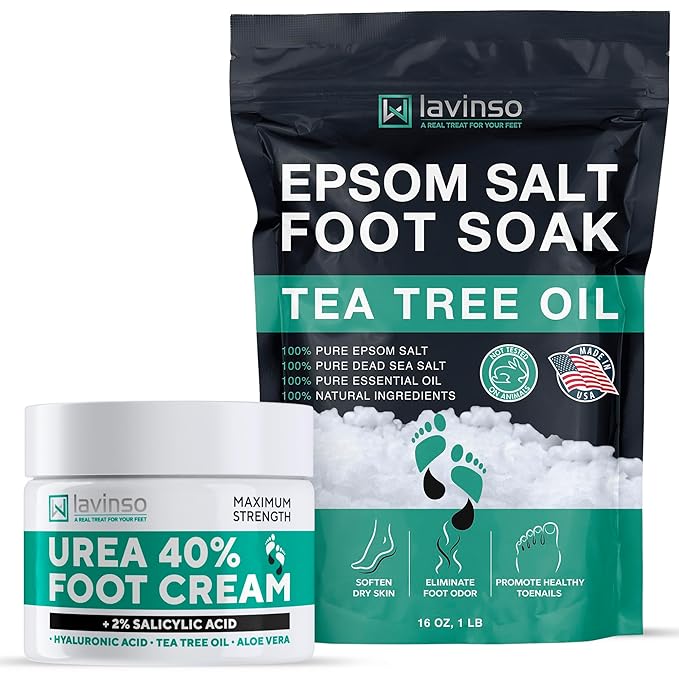 Tea Tree Oil Foot Soak and 40% Urea Cream by Lavinso