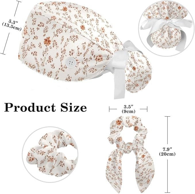 Scrub Caps Women Nursing Hats Floral Flowers - Image 2