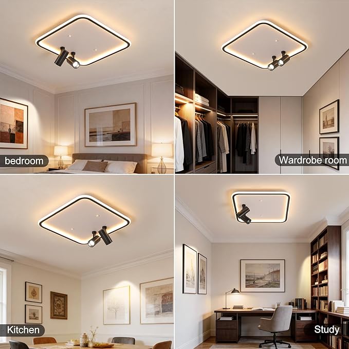 Shine LUEST Modern Square LED Flush Mount Ceiling Light Fixture, 2 Adjustable - Image 8