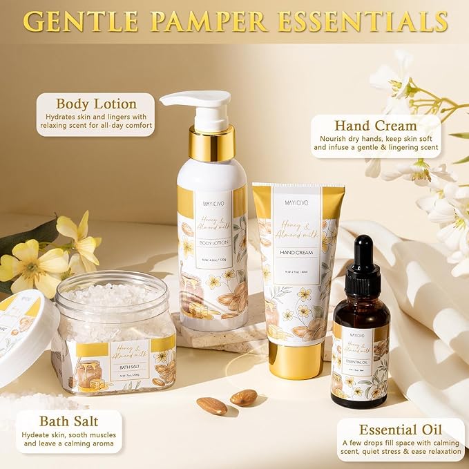 Mothers Day Birthday Gifts for Women, Honey & Almond Milk Relaxing Spa Gift - Image 5