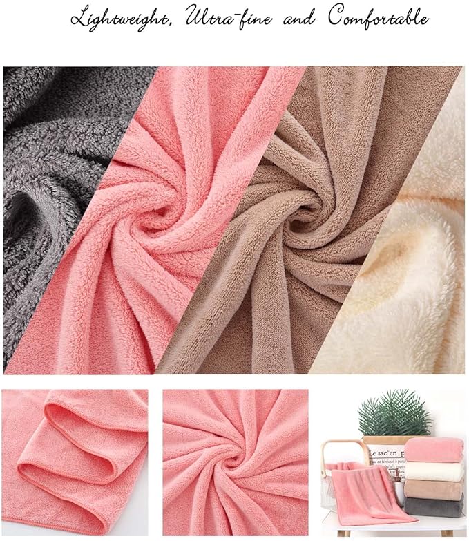 Lumimi Towel Set of 8 Very Soft Microfiber 4 Bath and 4 Hand Towels Quick Dry - Image 3
