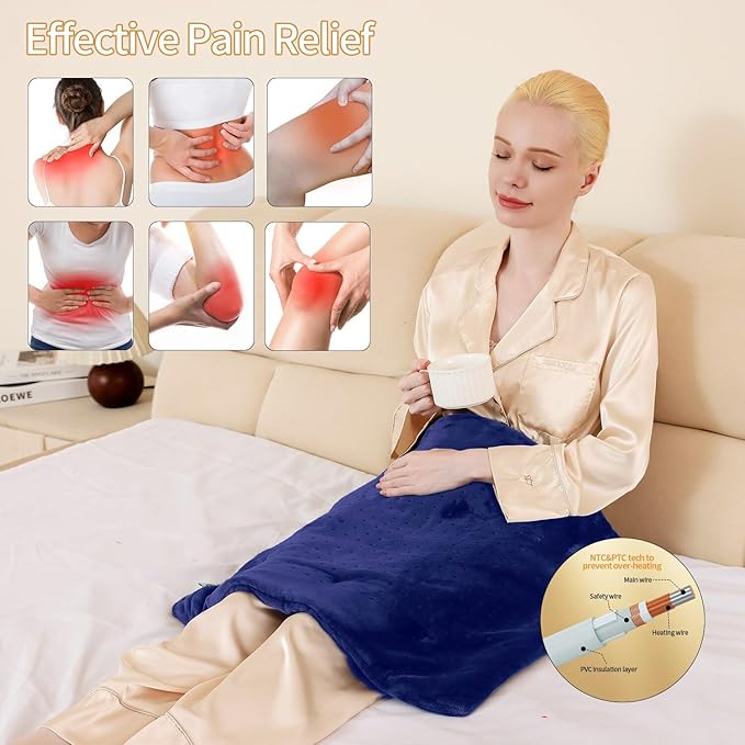Back Heating Pad for Neck and Shoulders, Weighted Massaging Heated Pad - Image 4