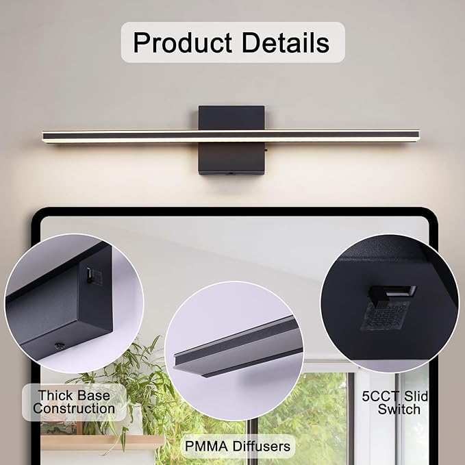 Vanity Light for Bathroom Lighting Fixtures Over Mirror 24 Inch Dimmable 5CCT - Image 6