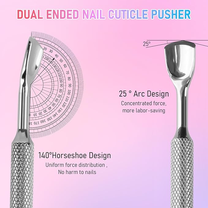 Pre-Treatment Cuticle Pusher, Dual Ended Cuticle Remover Russian Prep Nail - Image 3