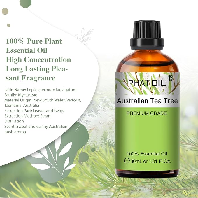 Australian Tea Tree 1.01fl.oz Essential Oil, PHATOIL Pure Aromatherapy Oils - Image 2