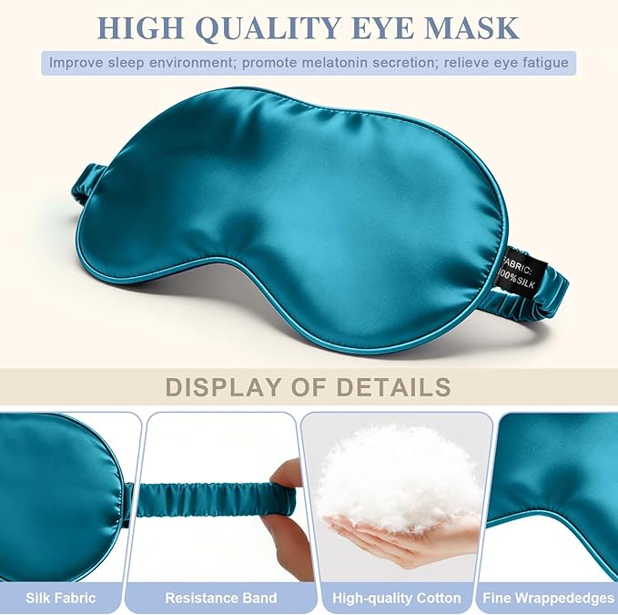 Silk Sleep Mask, Eye Mask for Sleep Women Men, Mulberry Sleeping Mask - Image 4