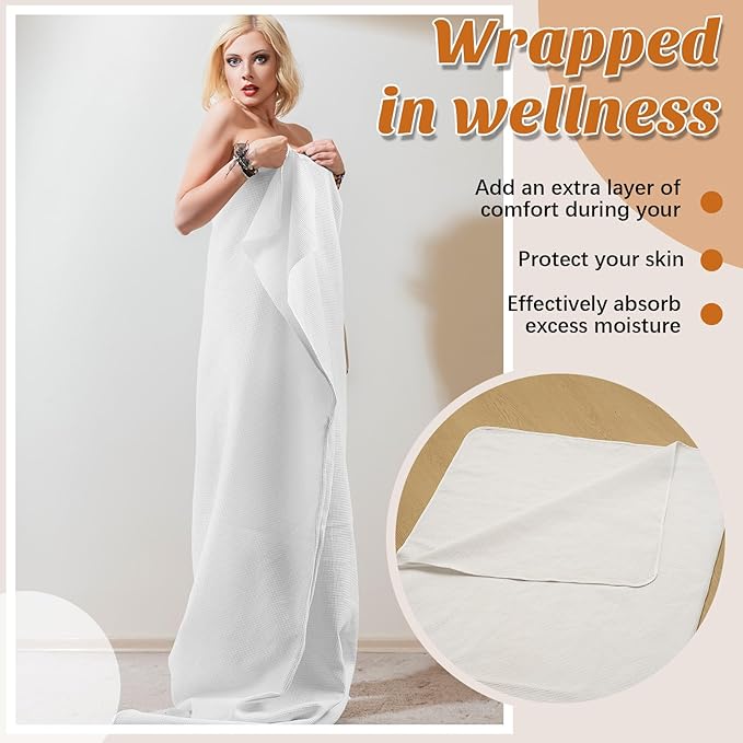 Juexica 2 Pack 70" x 30" Sauna Blanket Insert Towel Cotton Soft Waffle - Image 2