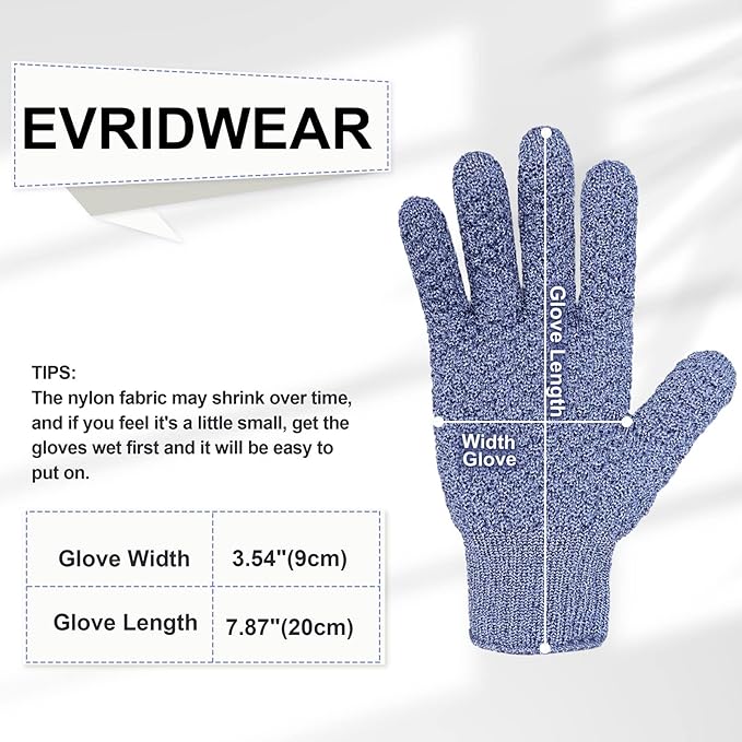 Evridwear Exfoliating Glove for Shower Men and Women, Dual Texture Bath Body - Image 4