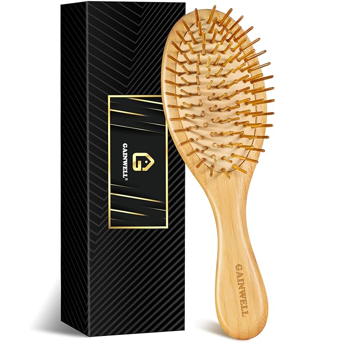 GAINWELL Hair Brush for Hair Growth, Bamboo Bristles Detangling Wooden Paddle by GAINWELL