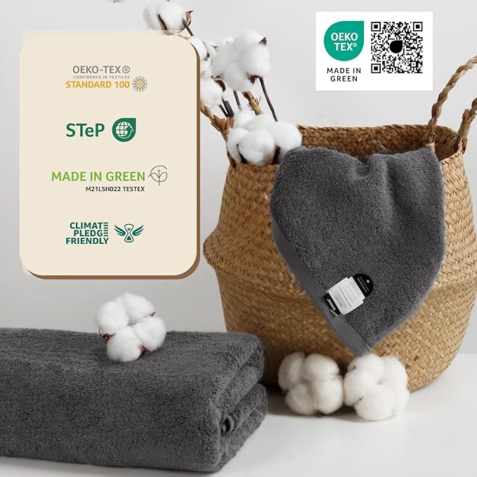 SEMAXE Grey Bath Towel, 100% Cotton Bath Towel - Image 7