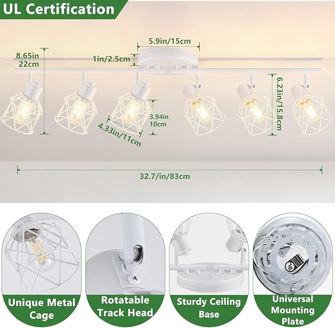 Baocuz 6-Lights White Semi Flush Mount Ceiling Light - Image 2