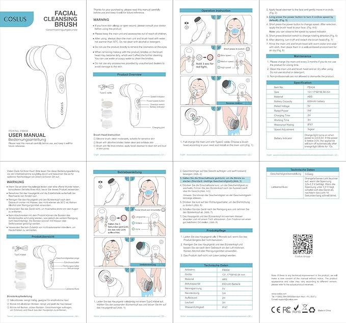COSLUS FBX04 Powered Facial Cleansing Brush: Rechargeable Electric Face Cleanser - Image 8