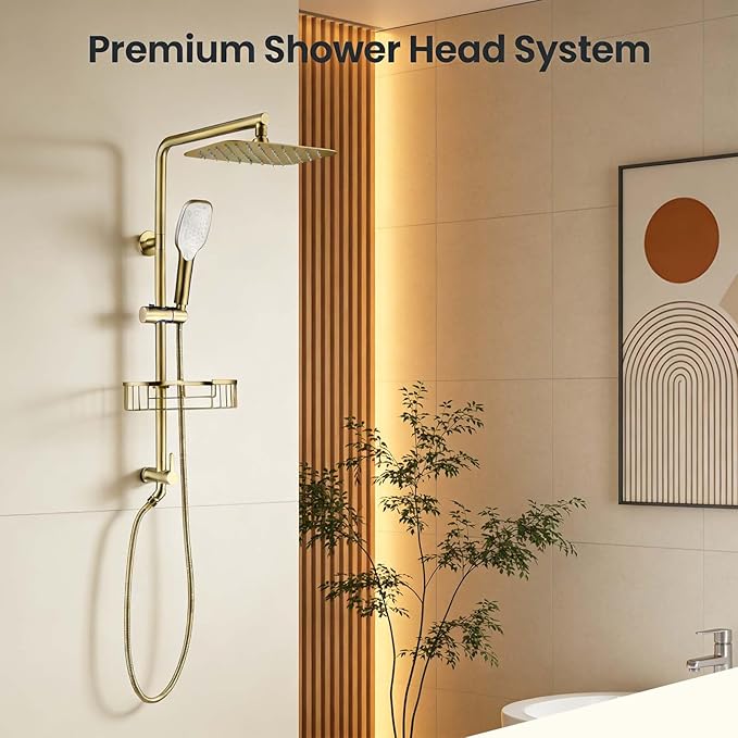 SonTiy Rain Shower Head with Handheld Spray and Shower Shelf Caddy, 12Inch High - Image 2