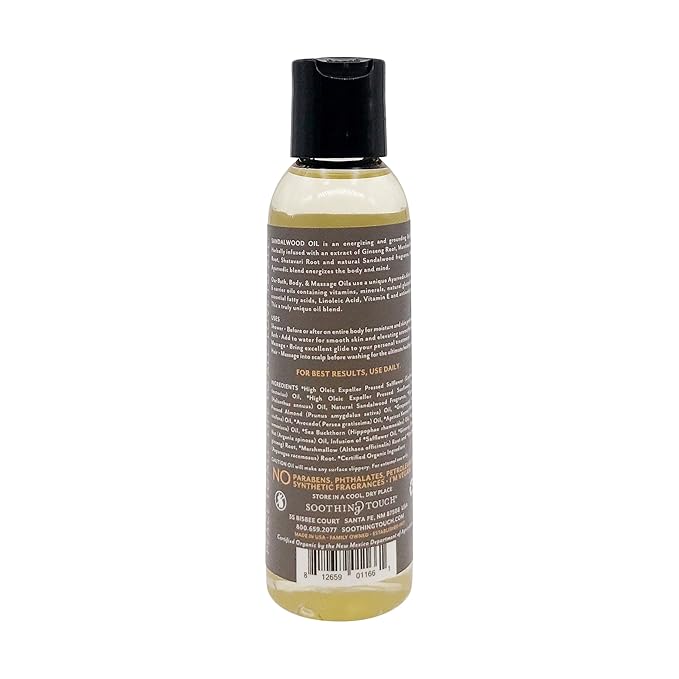 Soothing Touch Organic Bath, Body & Massage Oil, Sandalwood, 4 Fl Oz - Image 4
