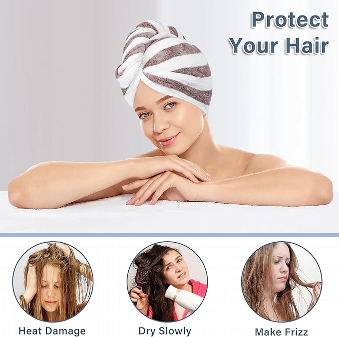 Microfiber Hair Towel Wrap, Quick Dry Hair Turbans - Image 5