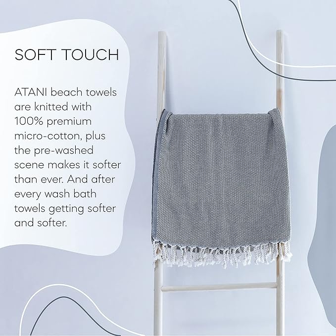 ATANI 69x35 in Oversized Turkish Beach Towel Set - Image 9