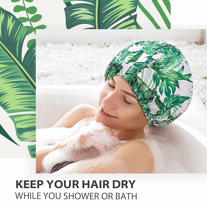 INNELO Luxury Shower Cap for Women Reusable Waterproof, Double Layered Shower - Image 5
